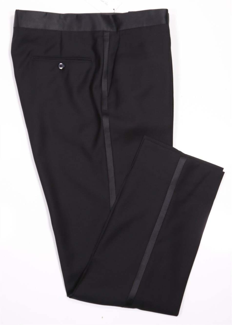 The Black Tux Black Flat Front Formal Tuxedo Wedding Wool Dress Pants 32x29